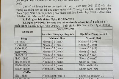 Thông báo lịch bốc thăm