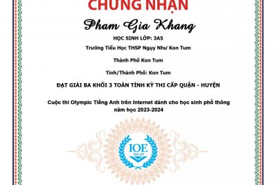KẾT QUẢ VINH DANH CUỘC THI OLYMPIC TIẾNG ANH IOE CẤP QUẬN/HUYỆN